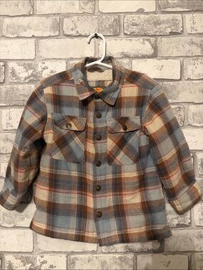 Bass Pro Shops Plaid Sherpa-Lined Jacket in Blue, Brown & Cream